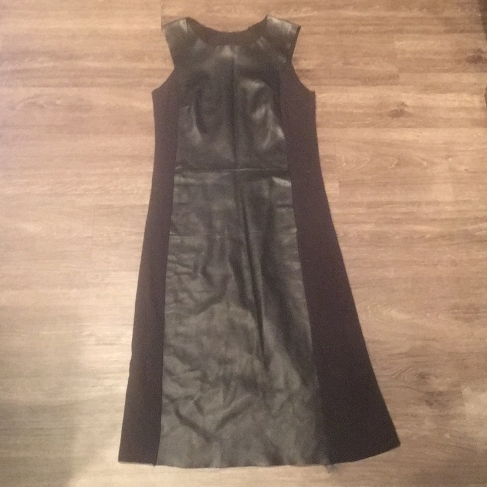 Black Leather Strip Dress